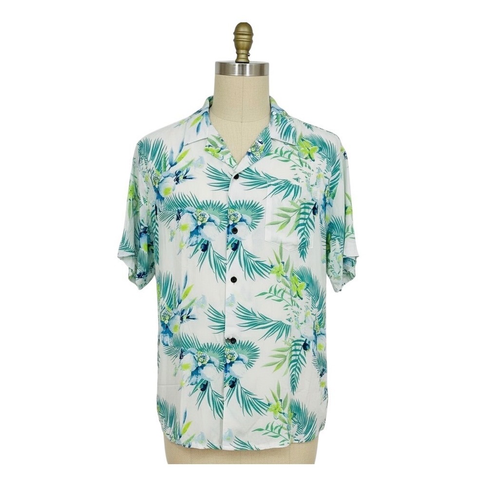 Hawaii Hangover Mens Hawaiian Shirt Floral‎ Tropical Rayon White XL
